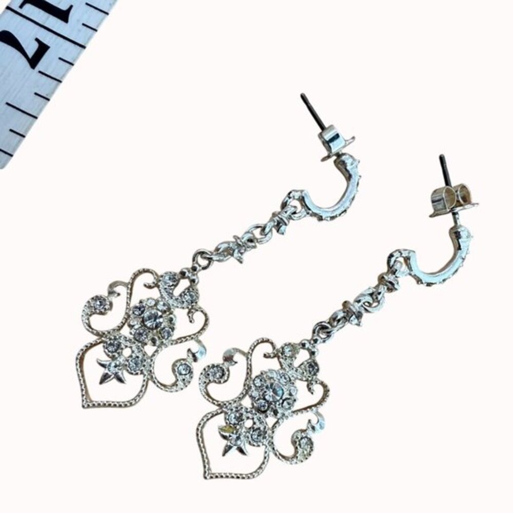 Avon Earrings Dangle‎ Silver Tone Crystal Vintage, Wedding, Prom, Glam,